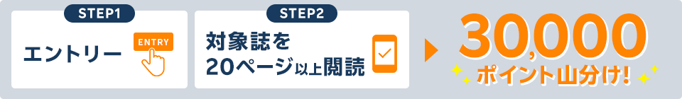 エントリー＆対象誌を20ぺージ以上閲読で、30,000ポイント山分け