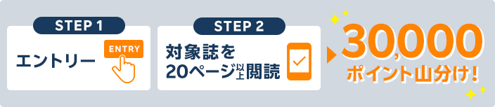 エントリー＆対象誌を20ぺージ以上閲読で、30,000ポイント山分け